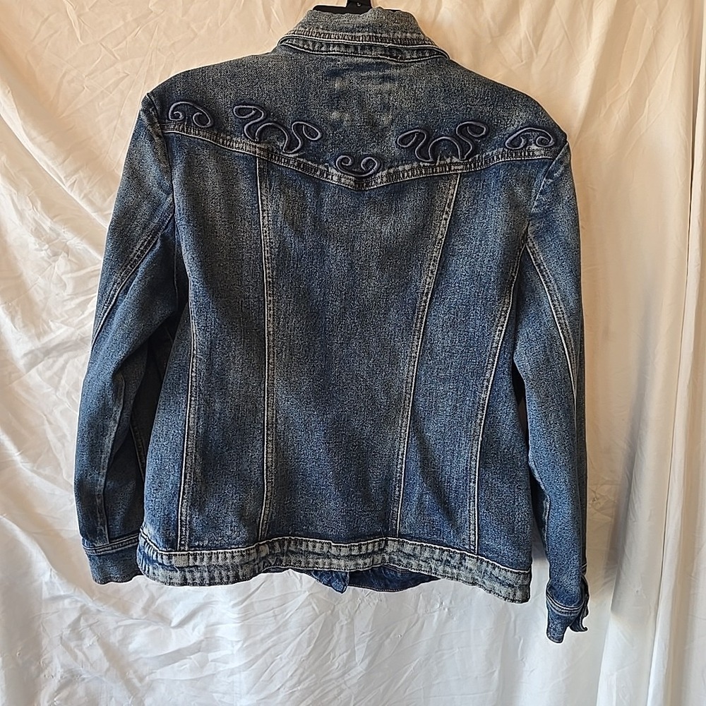 Back In The Saddle Womens L Denim Jacket Southwestern Detail Embroidery Rodeo - Picture 9 of 13